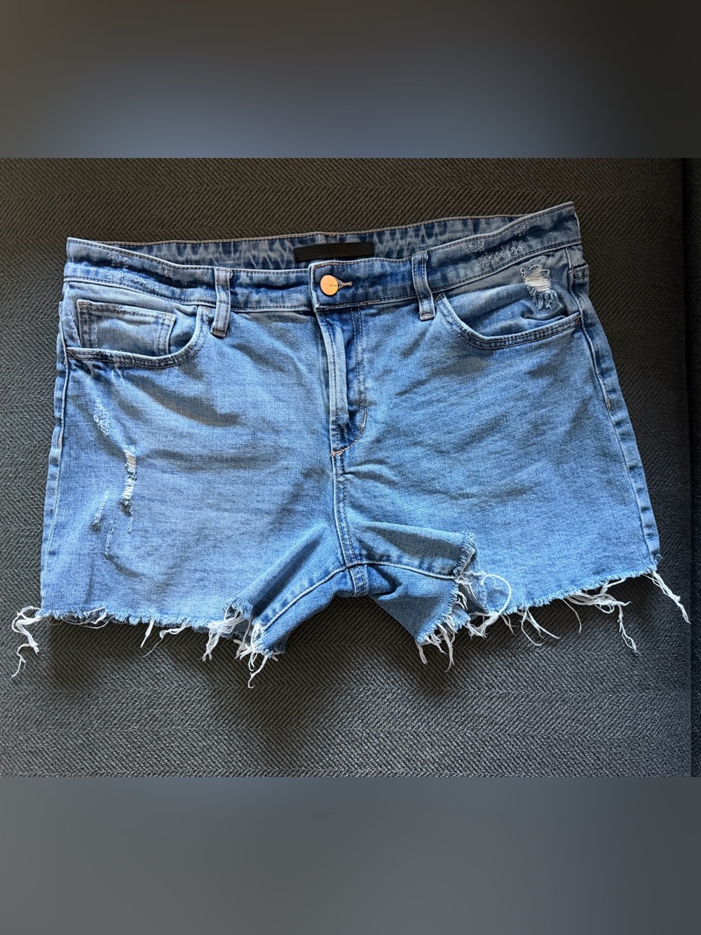 Joe B Light Blue Frayed Denim Cutoff Shorts